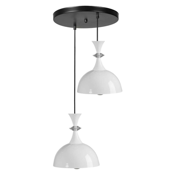 Метална лампа, Opviq, Бял / Черен, 25 x 70 см, 2 фасунги E27, Бял / Черен