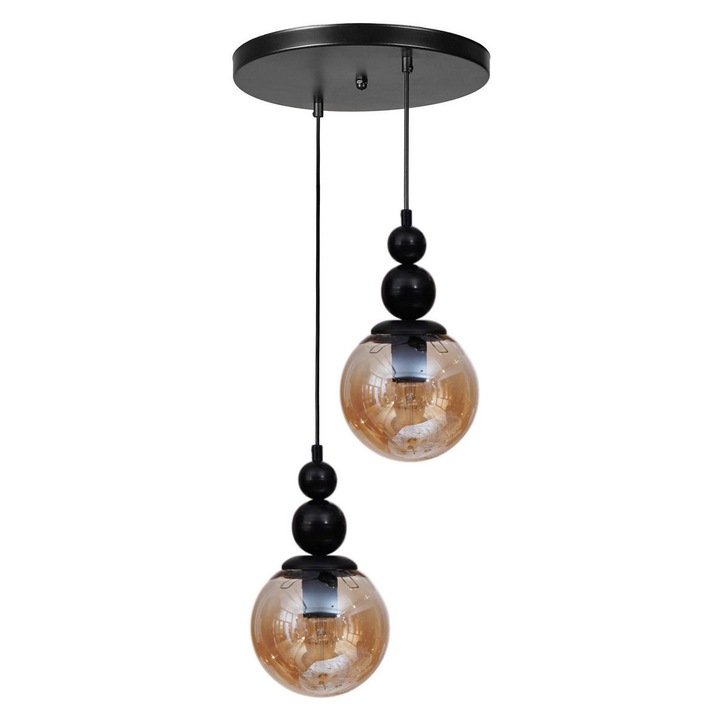 Полилей, Opviq, Мед и Черно, метал и стъкло, регулируема височина, 80 см