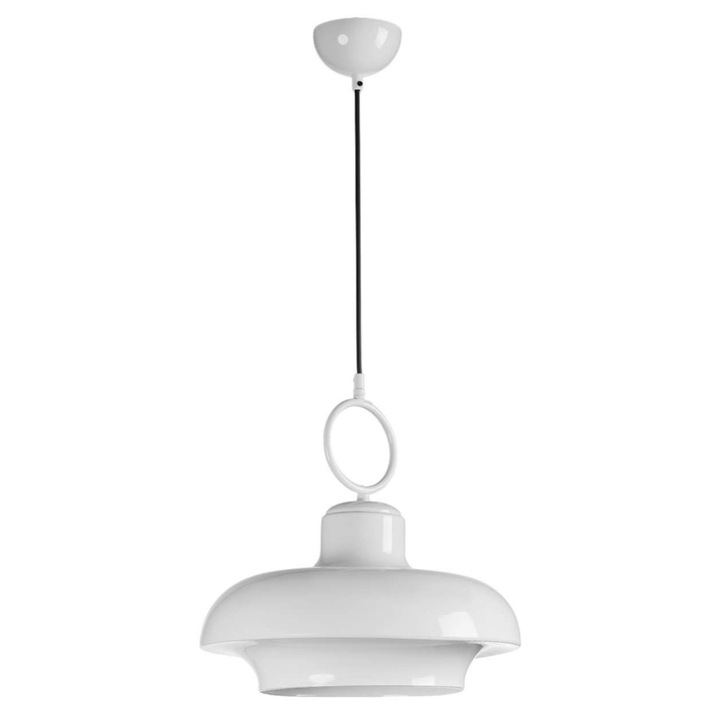 Lustra tip pendul Opviq, alb, dimensiuni ajustabile 21-70cm, abajur O35x15cm