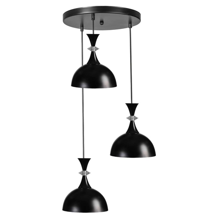 Метална пенделна лампа, Opviq, черна, регулируеми размери 20-70см, O20x14см