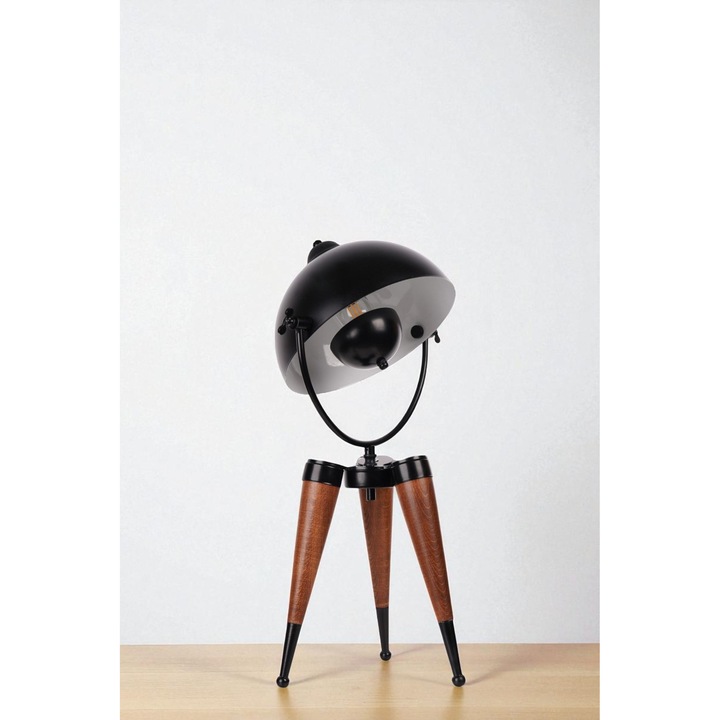 Veioza Opviq, corp din lemn, capac metalic, 60cm, negru si nuc