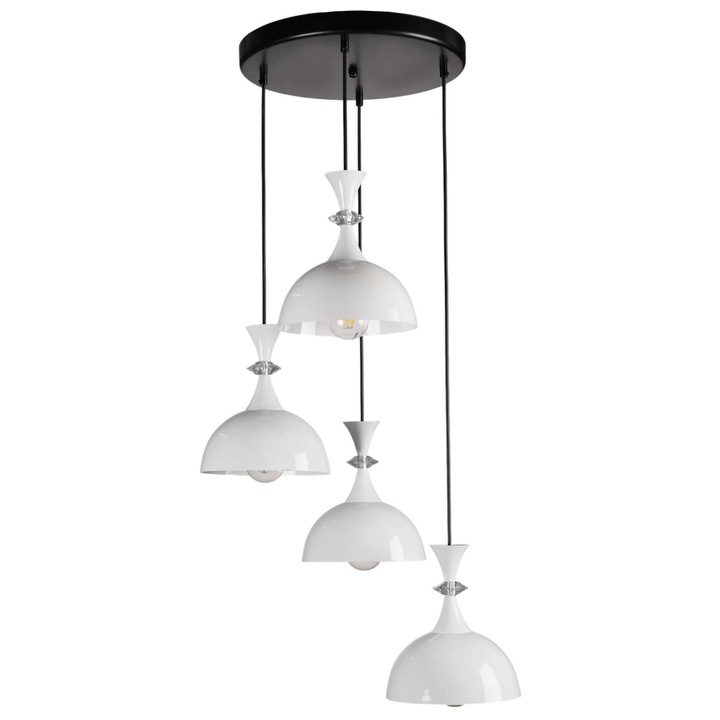 Лампа Opviq, метал, бяло и черно, регулируема височина 20-70 см, 4 x E 27 Макс 40 W