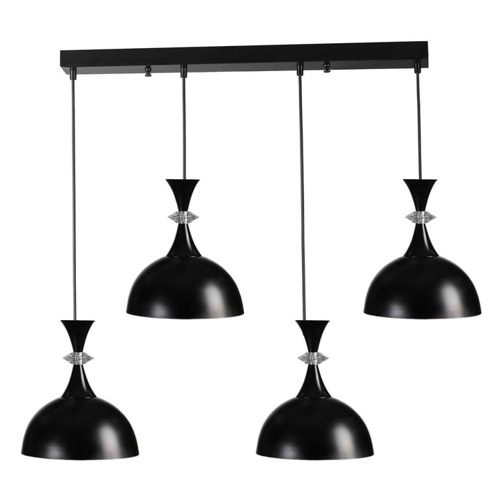 Метална пенделна лампа, Opviq, черна, 4 фасунги E27, регулируема височина 20-70 см