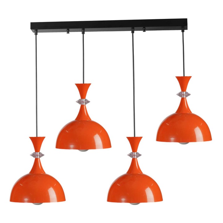 Метална пенделна лампа, Opviq, регулируема височина, черно / оранжево, 80x6x3см