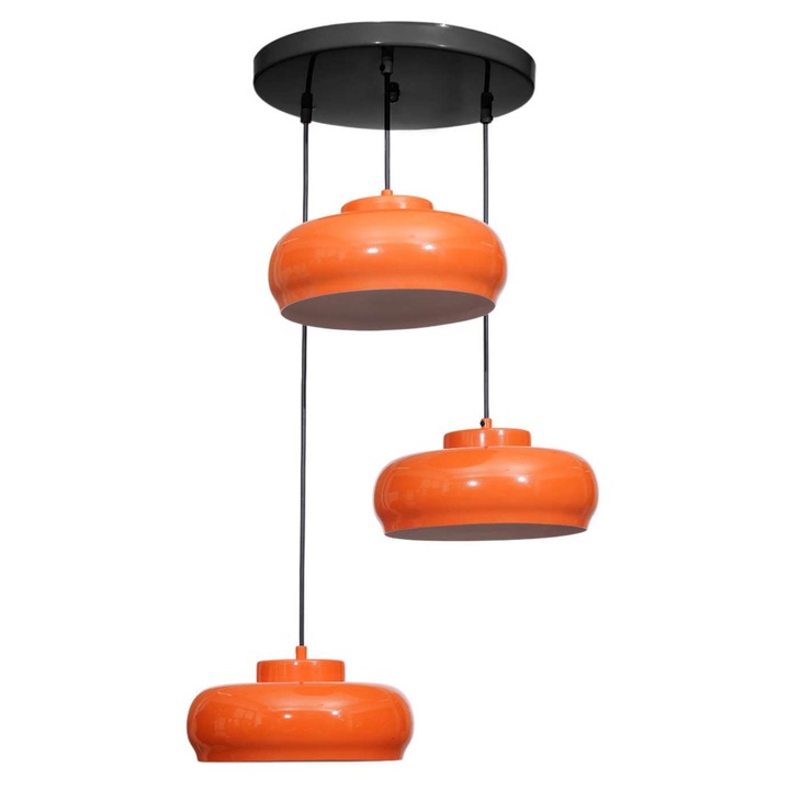 Метална пенделна лампа, Opviq, 3 x E 27 Макс 40 W, оранжева и черна, 21-70 см