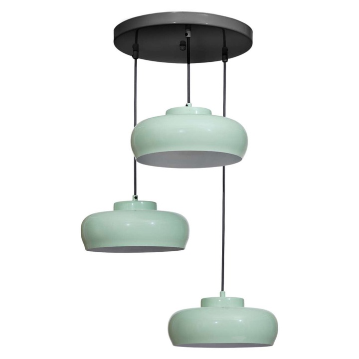 Лампа Opviq, черно и ментово зелено, метал, регулируема височина 21-70 см, 3 фасунга E27