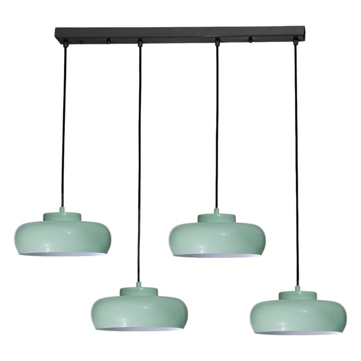 Полилей Opviq, мента и черно, 4 цокъла E27, регулируема височина 21-70 см, размери 80x6x3 см