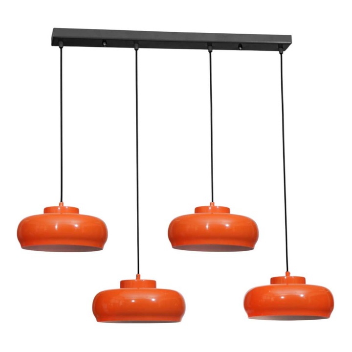 Метална пенделна лампа, Opviq, модел 068, оранжева и черна, регулируема височина, 21-70см