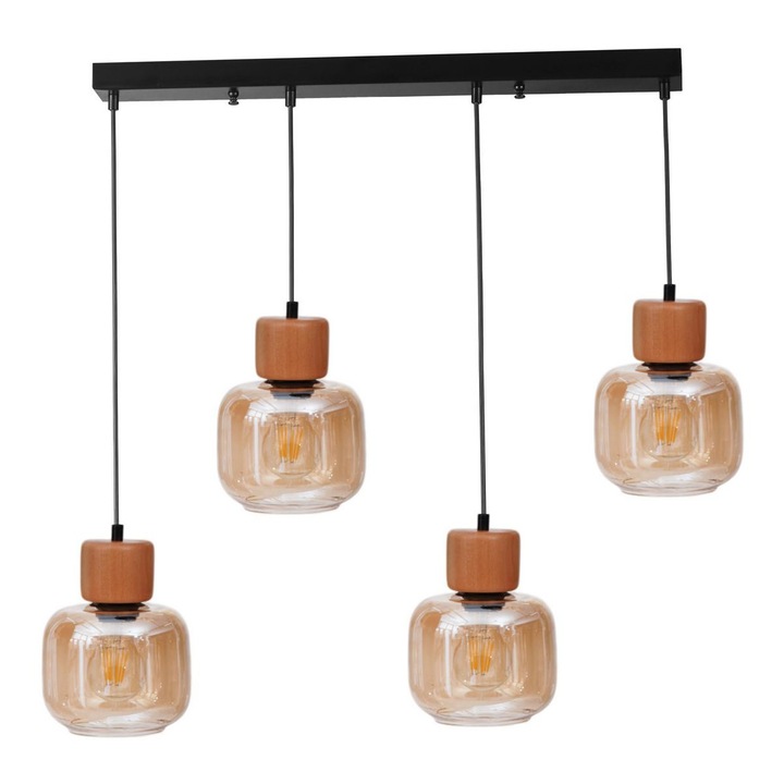 Lustra, Opviq, Miere / Stejar, reglabila, metal / sticla