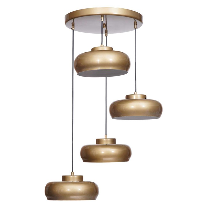 Метална пендел лампа, Opviq, регулируема 21-70см, 4 x E27 Макс 40W, златна