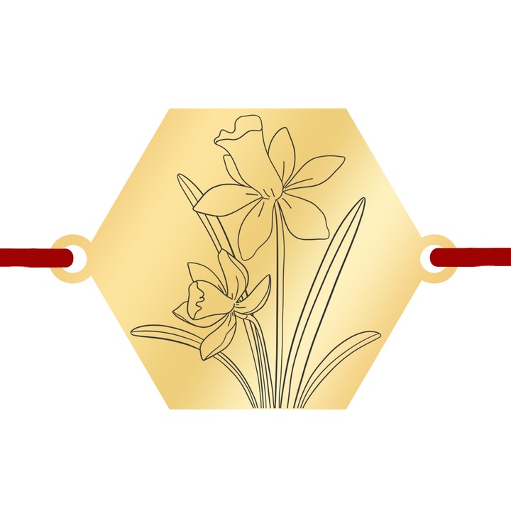 Martisor Bratara Inox Placat Aur 18K Hexagon Narcise