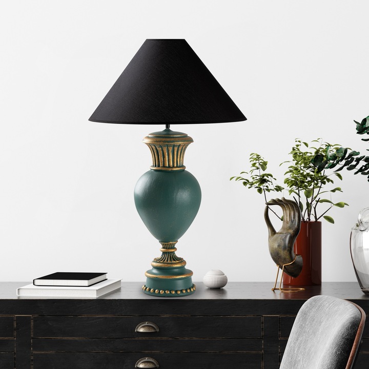 Veioza Opviq, 50x50x73cm, verde si negru, design elegant