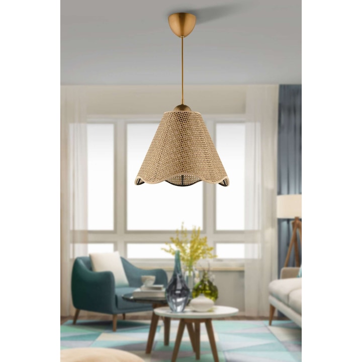 Opviq csillár, bézs és arany, méretek 33-70cm, műanyag, PVC foglalat