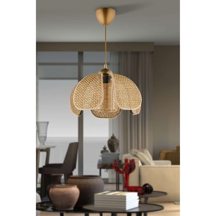 Лампа Opviq, бежова и златна, размери 29-70 см, елегантен дизайн