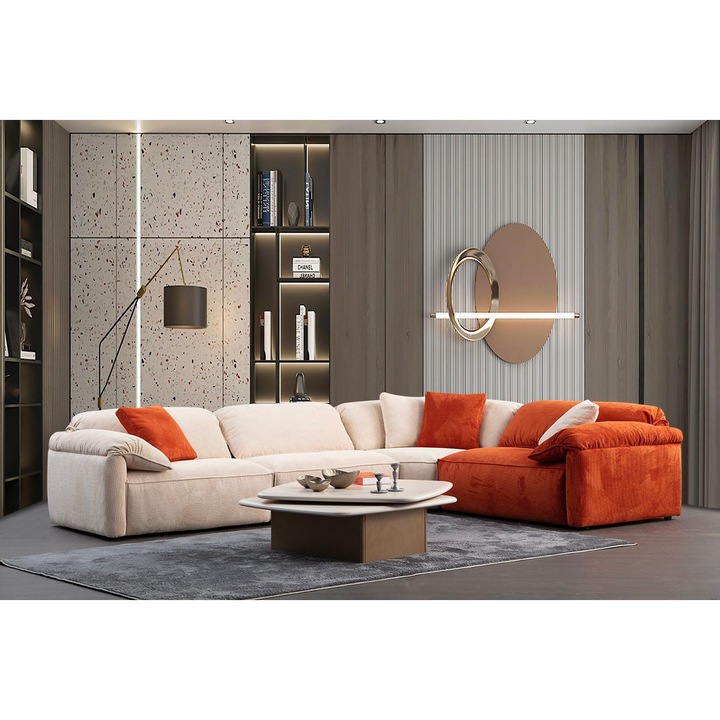 Canapea coltar Atelier Del Sofa, crem, portocalie, 335x250cm, 105cm, 80cm