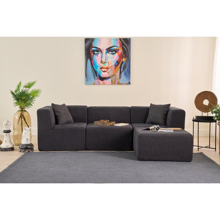 Canapea coltar, Atelier Del Sofa, 245x85x70cm, Antracit