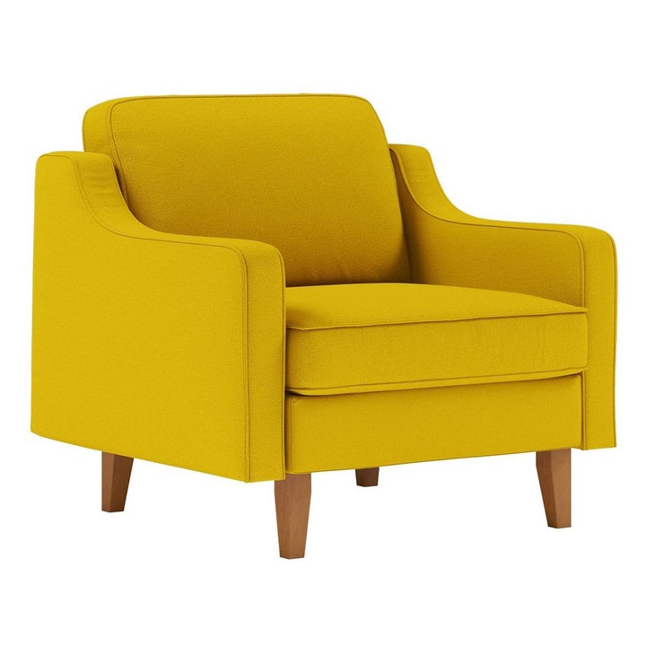 Fotel, Atelier Del Sofa, Poliészter, tömörfa lábak, vízálló, 90x84x87cm, Mustár