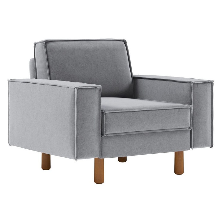 Fotel, Atelier Del Sofa, ködszürke, 108x89x87cm, hordozható párnával