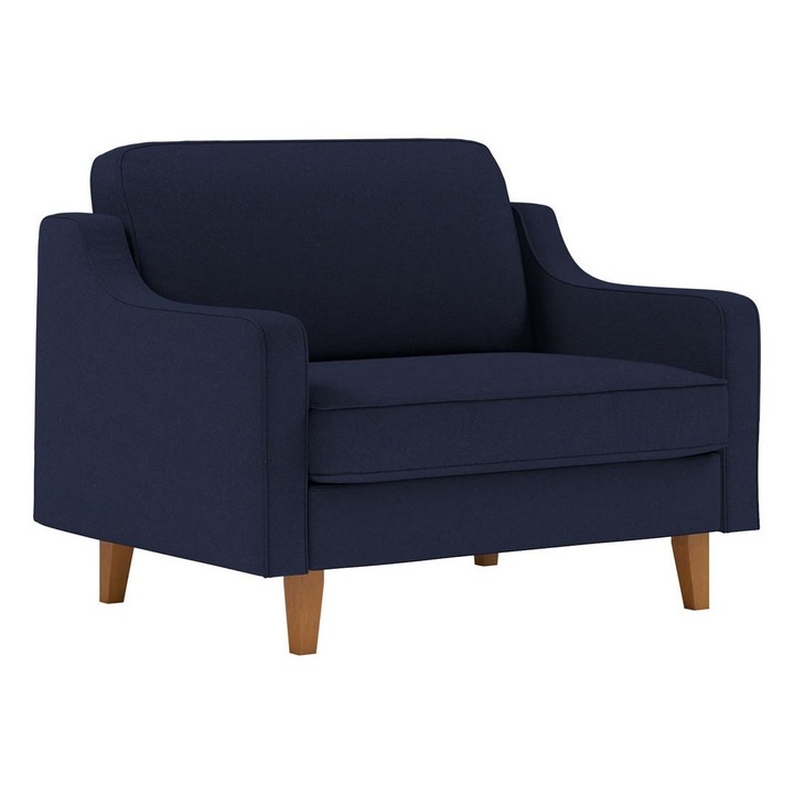 Fotoliu, Atelier Del Sofa, albastru inchis, picioare din lemn masiv, 115x84x87cm