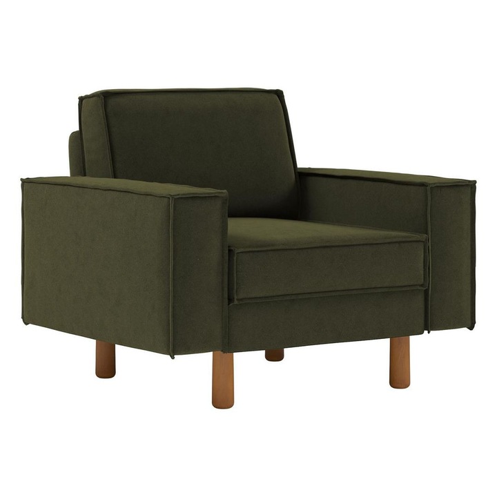 Fotel, Atelier Del Sofa, petróleumzöld, 108x89x87cm, hordozható párnákkal, tömör fa