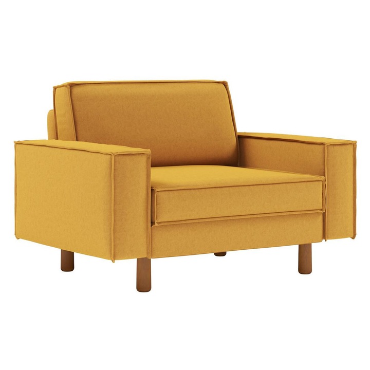 Fotoliu Atelier Del Sofa, mustar, 133x89x87cm, picioare din lemn masiv, impermeabil