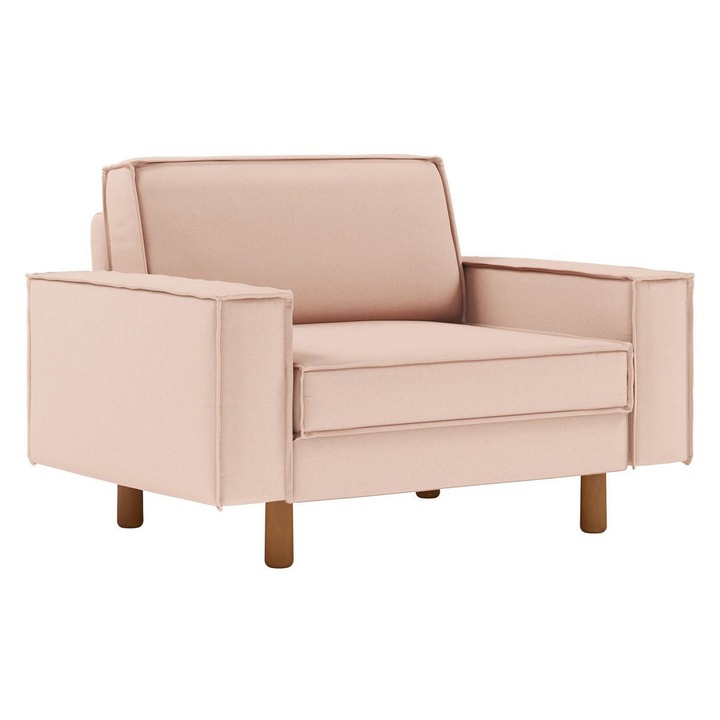 Fotoliu, Atelier Del Sofa, textil catifea, picioare din lemn masiv, 133x89x87cm, roz