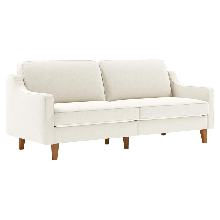 Canapea 3 locuri, Atelier Del Sofa, catifea, bej, 205x84x87cm, 2 perne incluse