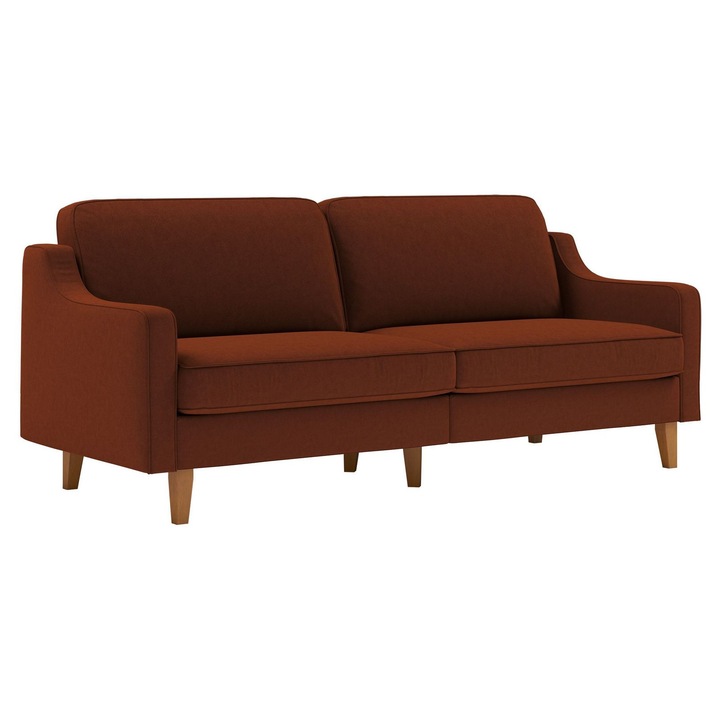 Canapea 3 locuri, Atelier Del Sofa, rosu caramiziu, 205x84x87cm, 2 perne incluse