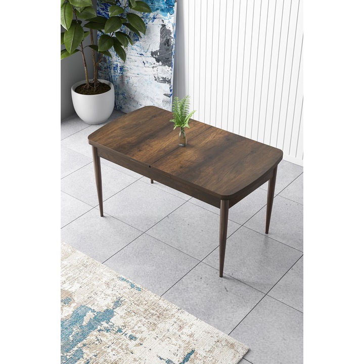 Masa de dining Woody Fashion, Baroque si Brown, 132x78x80cm