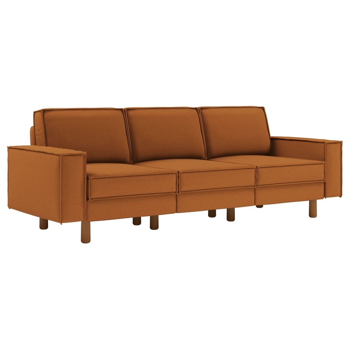 Canapea 3 locuri, Atelier Del Sofa, Caramel, 238x89x87cm, 2 perne incluse, impermeabil