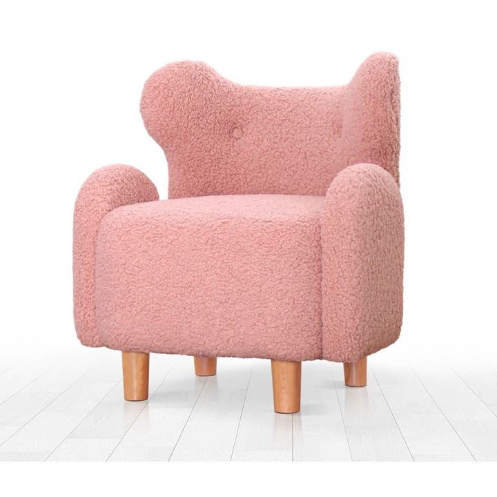Fotoliu pentru copii, Atelier Del Sofa, roz, 55x61x55cm, picioare din lemn de fag