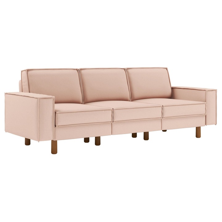 Canapea 3 locuri, Atelier Del Sofa, Catifea, Roz, 238x89x87cm, 2 perne incluse