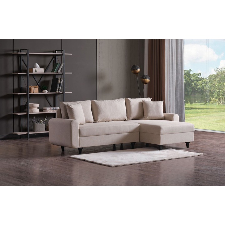 Canapea de colt extensibila, Atelier Del Sofa, bej, 230x125x72cm