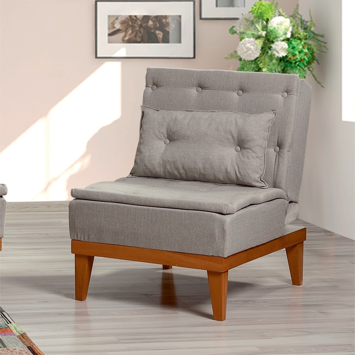 Fotoliu Wing, Atelier Del Sofa, crem, 62x80x80cm, 100% in, picioare din lemn