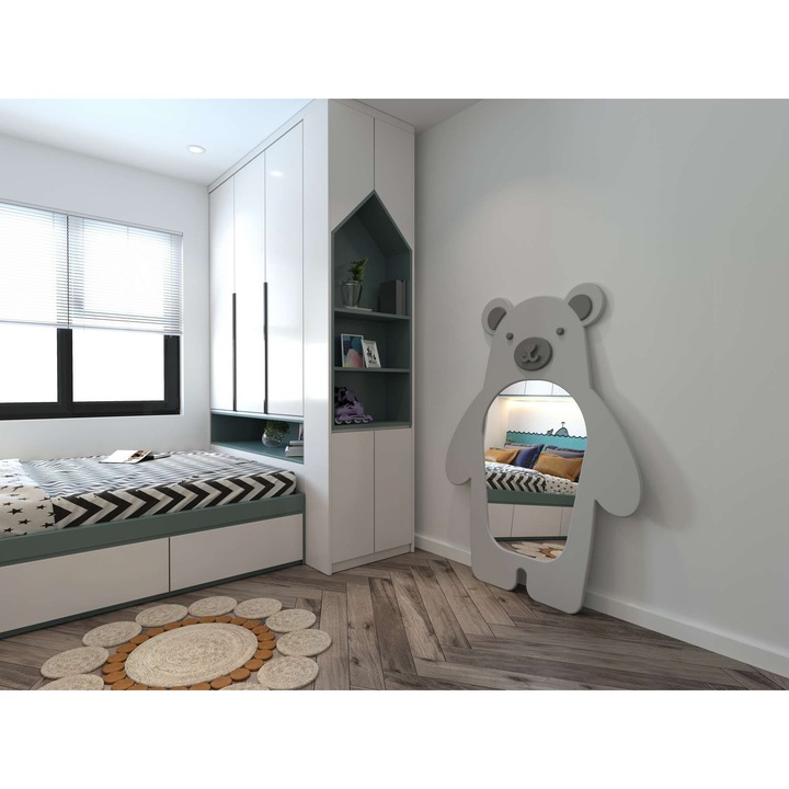 Woody Fashion Cheval tükör, szürke, 110x150cm, falra szerelhető, 1 darabos készlet