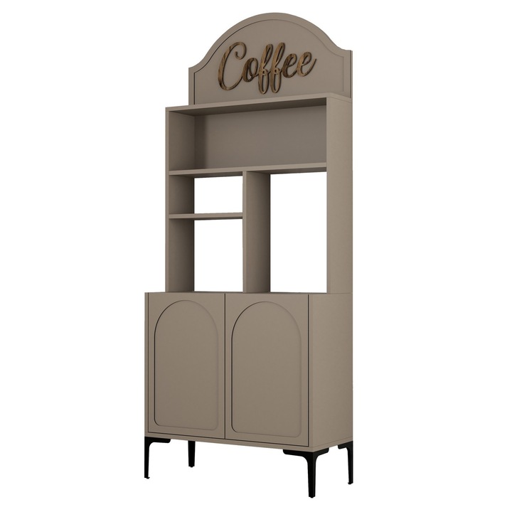 Bufet bucatarie, Woody Fashion, dulap bar cafea, negru, 81,3x201x35cm, 18mm