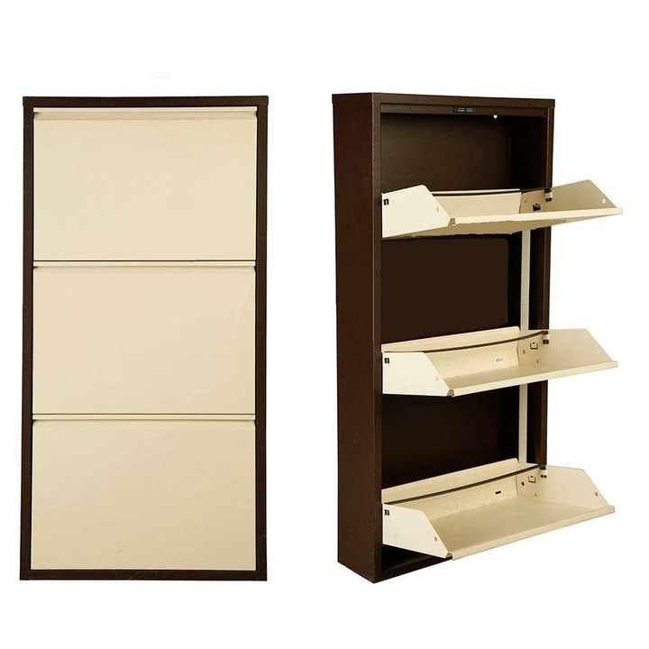 Woody Fashion cipőtartó szekrény, 6 pár, barna, 50x104x15cm, külső