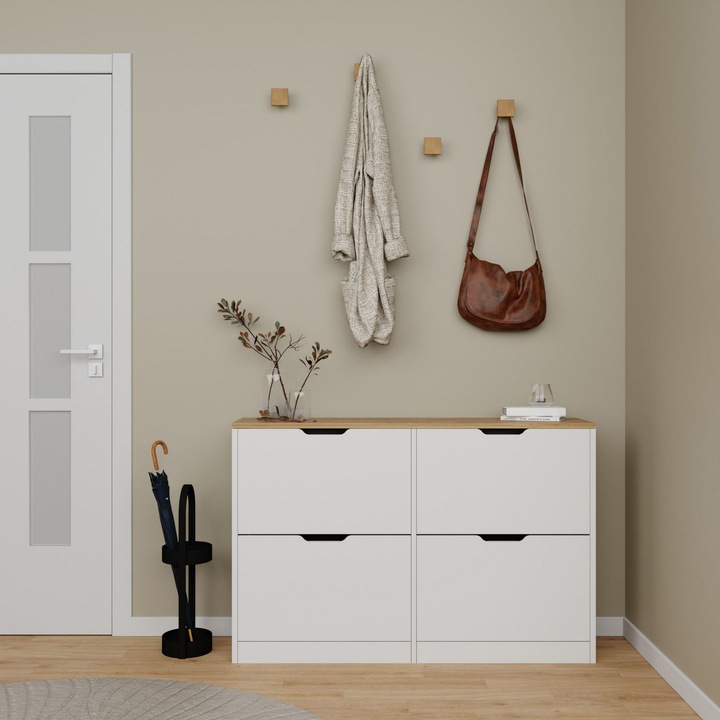 Woody Fashion cipősszekrény, 120.5x79.2x30cm, világos dió szín, falra szerelhető