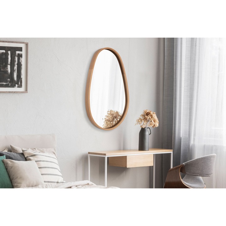 Tömör tölgyfa tükör, Woody Fashion, fehér, 45x70cm