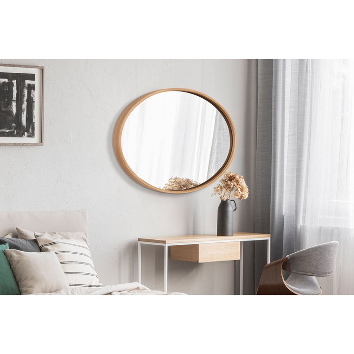 Tömör tölgyfa tükör, Woody Fashion, fehér, 45x60cm