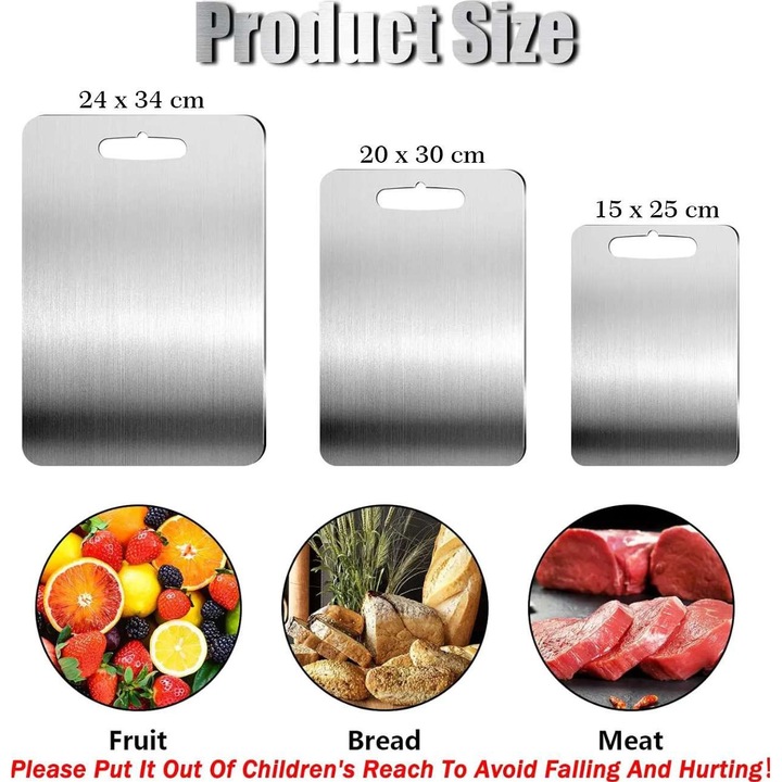 Set tocatoare de bucatarie, Hermia Concept, 3 piese, inox, 24x34cm, 20x30cm, 15x25cm