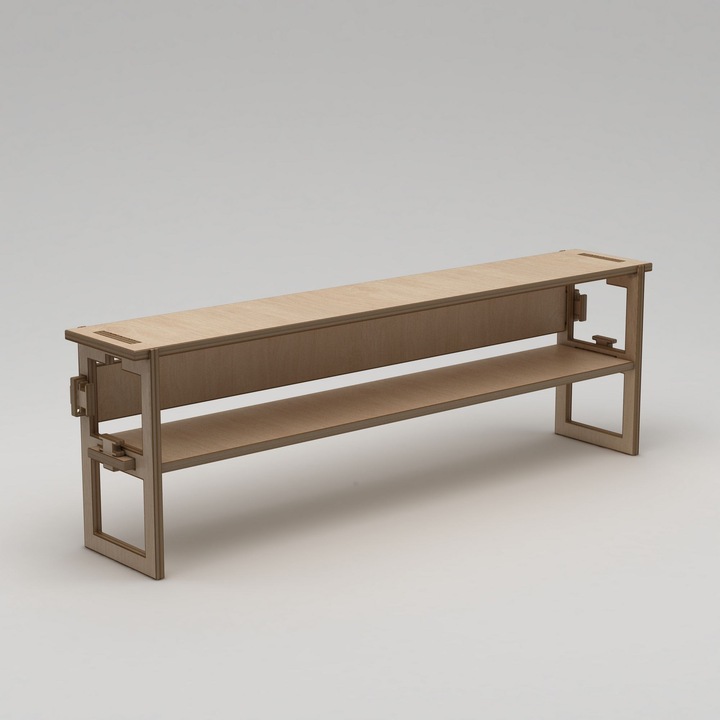 Comoda Woody Fashion, suport TV 579, lemn natural, 220x70x38cm, capacitate 120kg, demontabil