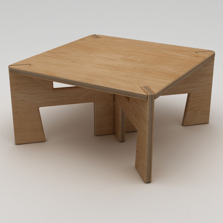 Masa de cafea Woody Fashion, model 623, lemn natural, 75x40x75cm, capacitate 180kg, demontabila