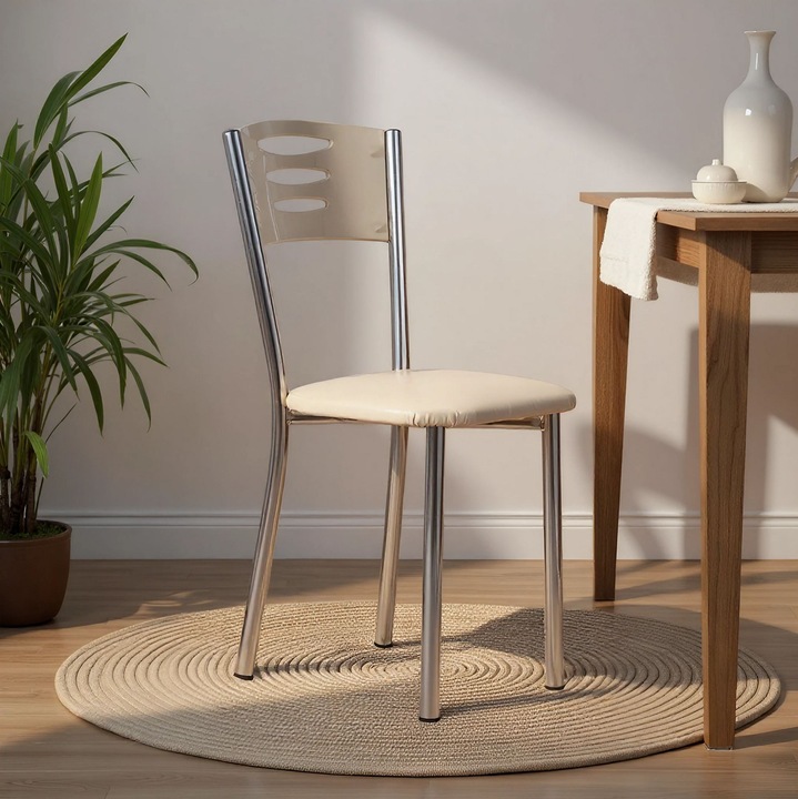 Set scaune Woody Fashion, 2 piese, crem, metal, 40x84x84cm
