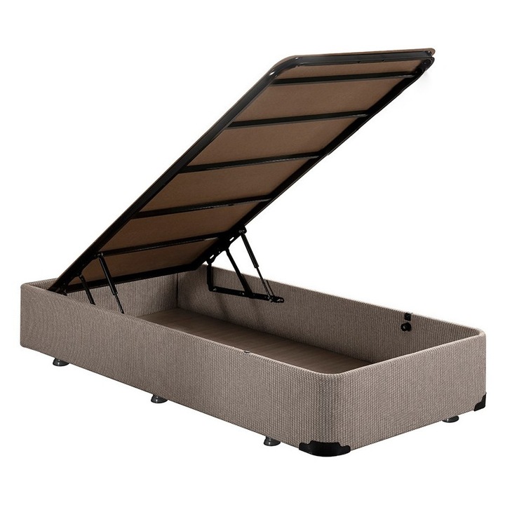 Cadru pat single Woody Fashion, 90x190cm, ortopedic, cu 6 picioare, bej