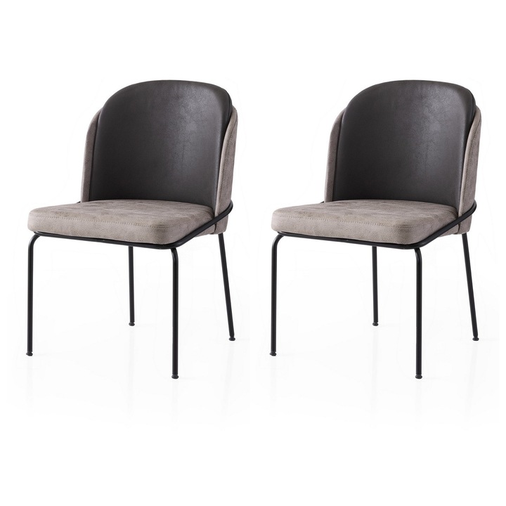 Set scaune Woody Fashion, 2 piese, aurii, negre, gri, 62x75x52cm