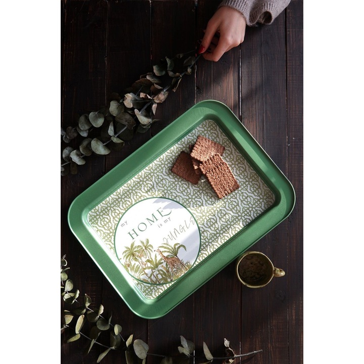 Tava servire Hermia Concept, metal, argintie, 31x43cm