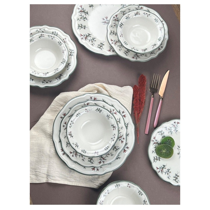 24 részes étkészlet, Hermia Concept, porcelán, többszínű, 27x27cm, 23x23cm, 22x22cm, 17x17cm