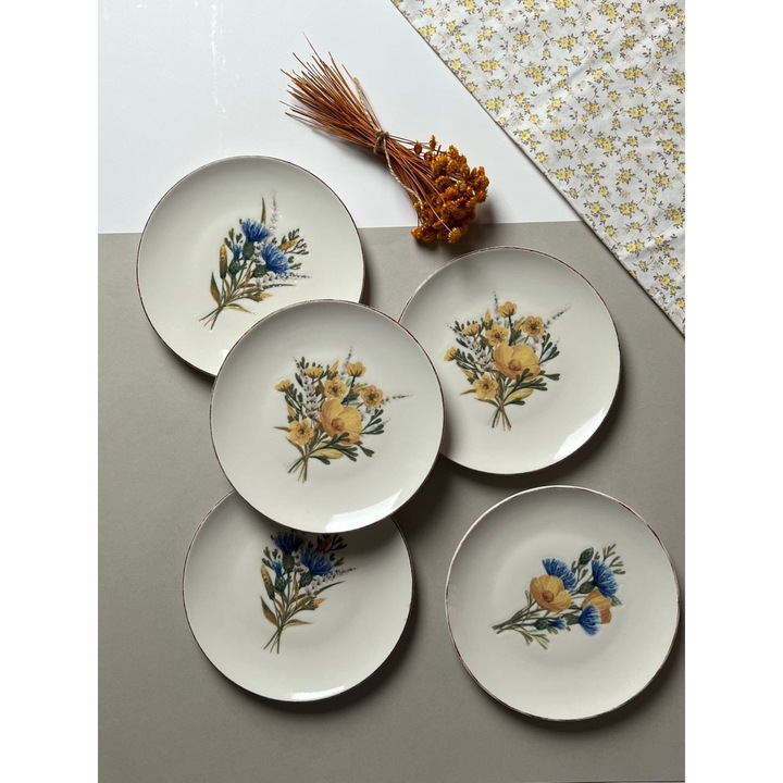 Desszert tányér készlet (6 darab), Hermia Concept, 21x21cm, porcelán, többszínű