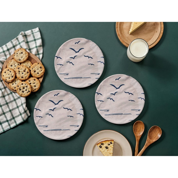 Desszert tányérkészlet, Hermia Concept, 6 darabos, porcelán, sötétkék, 19,3x19,3x2cm